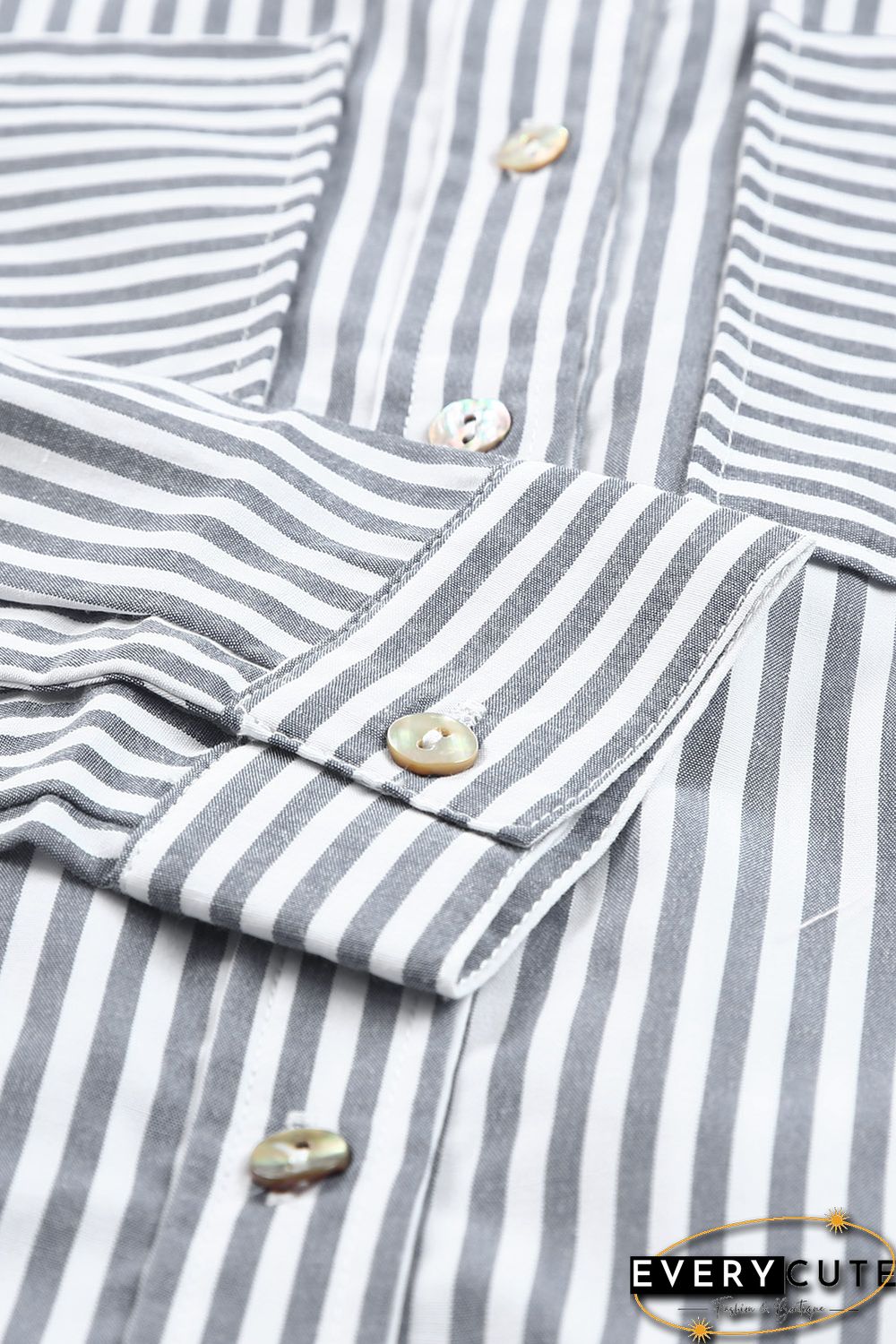Striped Pocketed Buttons Long Sleeve Shirt