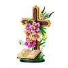Jesus Cross Flowers Building Blocks Set Building Bricks Kit Construction Bricks Toy Gifts for Anniversaries Valentines Day Halloween
