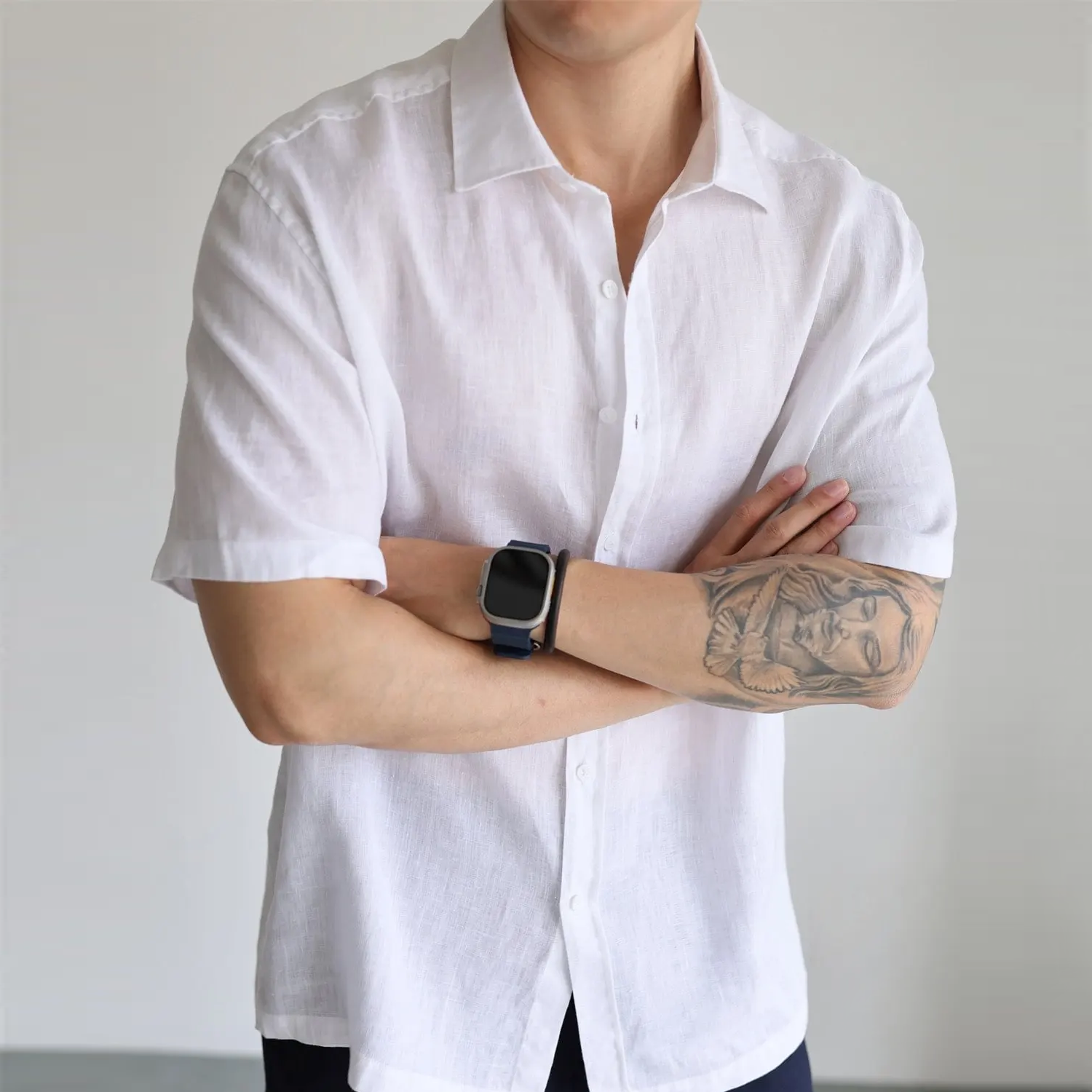 100% European Linen Short Sleeve Shirt for Men REAL SILK LIFE