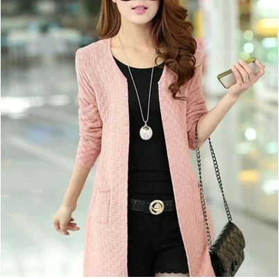 Women Cardigans Vintage Women Spring Autumn Medium-long Cardigan Female Fashion Knitted Outerwear Sweater