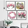 12pcs Pink Rose-11CT Stamped Cross Stitch Set 12.5*12.5cm/4.92*4.92in tapestrymarket