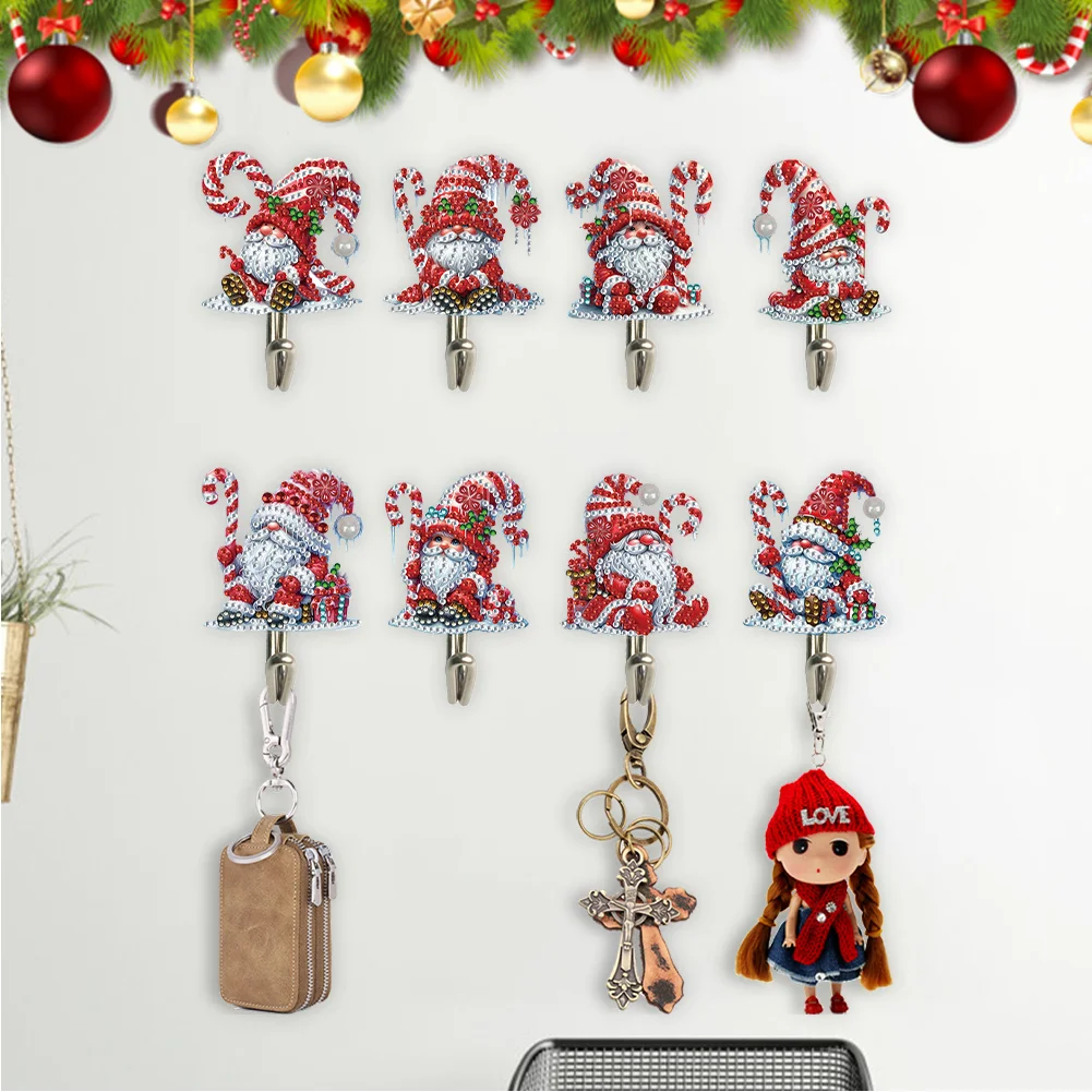8Pcs Christmas Gnome Diamond Art Hanging Hooks Diamond Painting Hooks DIY Crafts
