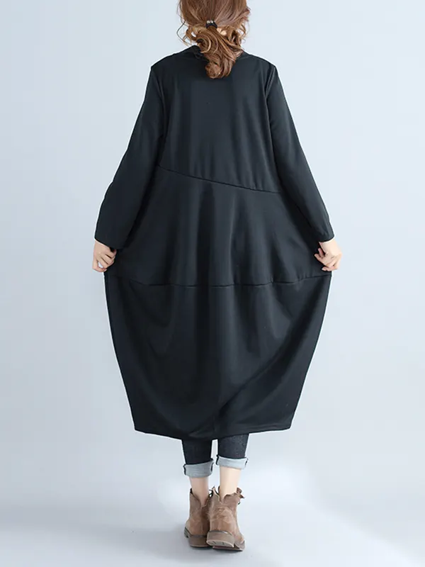 Solid Color Hooded Dress Casual Elegant Maxi Dress