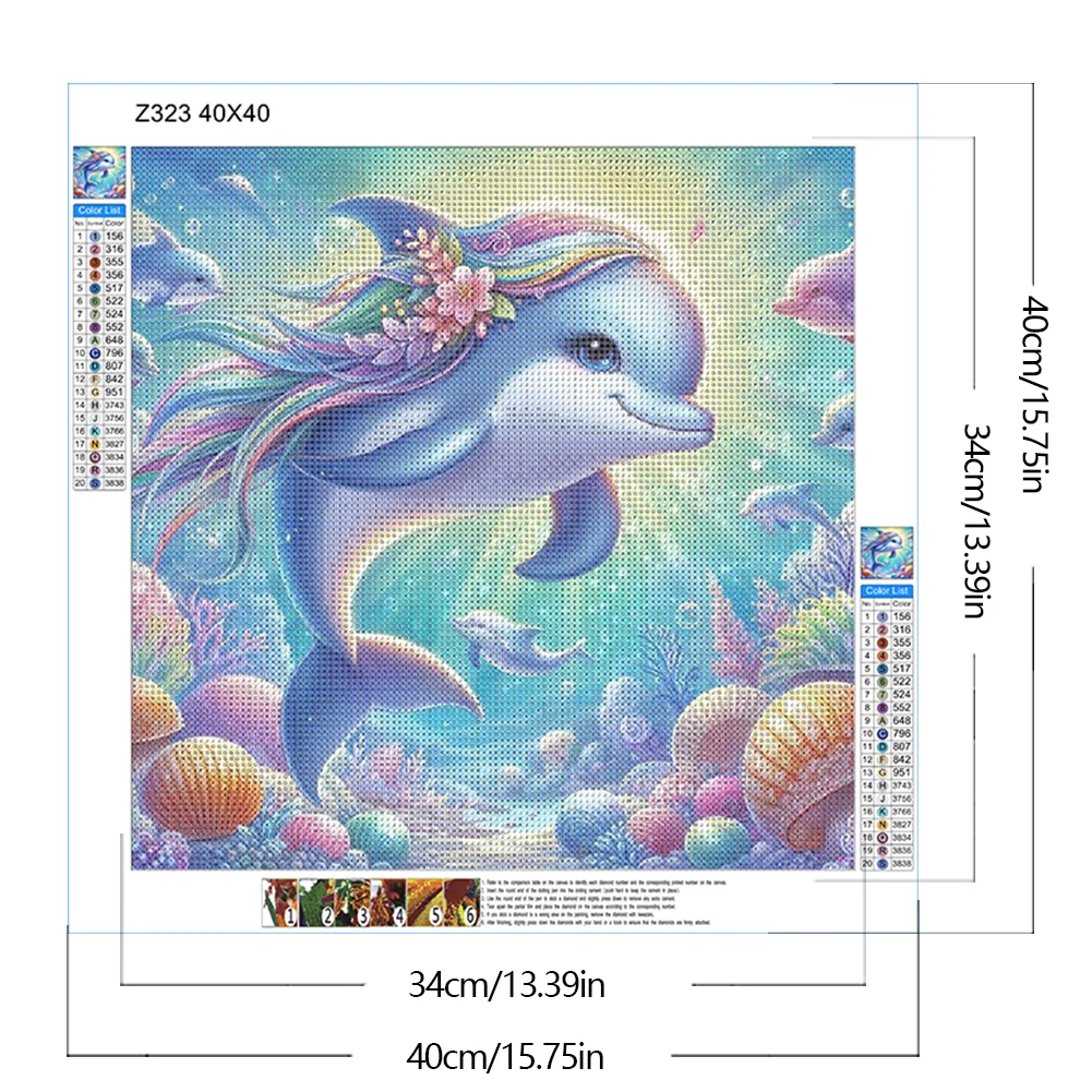 Diamond Painting - Full Round Drill - Dolphin(Canvas|40*40cm)