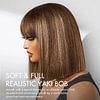 Glueless Brazilian Hightlight Brown Straight Hair BOB Wigs With Bangs