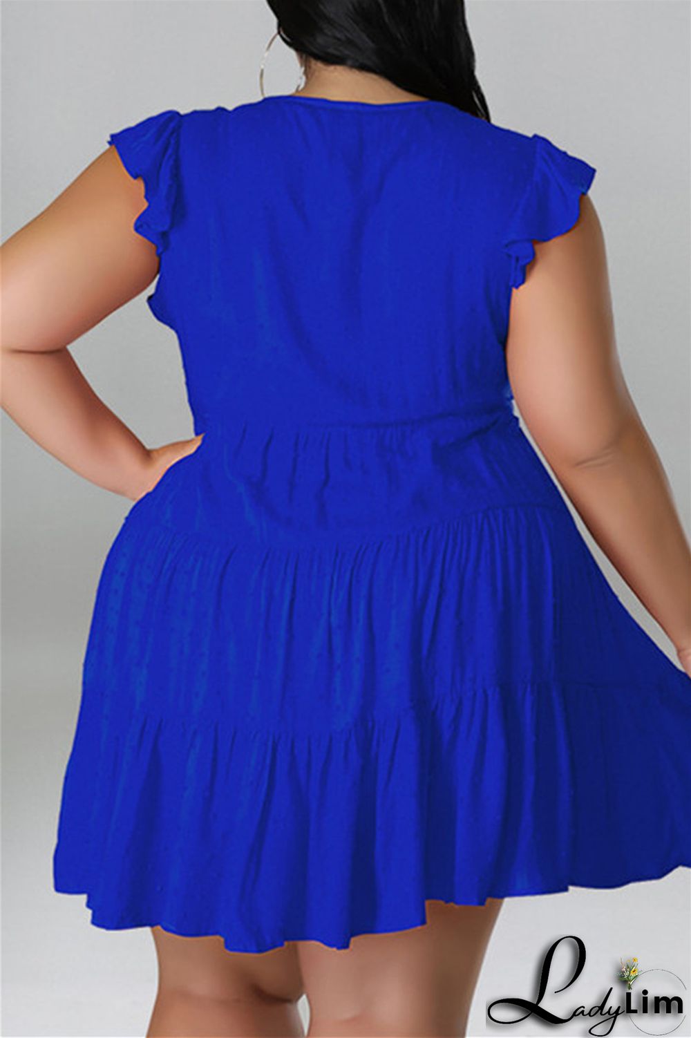 Black Fashion Casual Plus Size Solid Patchwork V Neck Sleeveless Dress