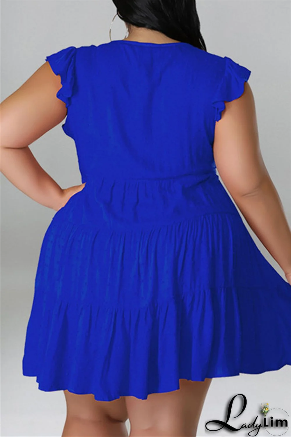 Black Fashion Casual Plus Size Solid Patchwork V Neck Sleeveless Dress