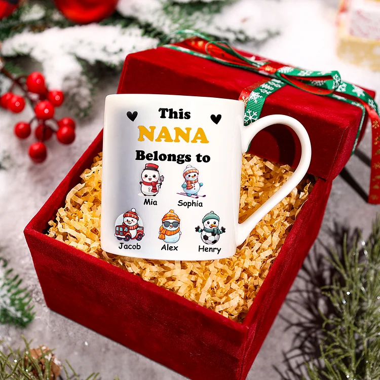 Personalized 1-6 Names and 3 Text Family Mug Set With Gift Box-Custom Christmas Birthday Gift Ceramic Coffee Mug for Family