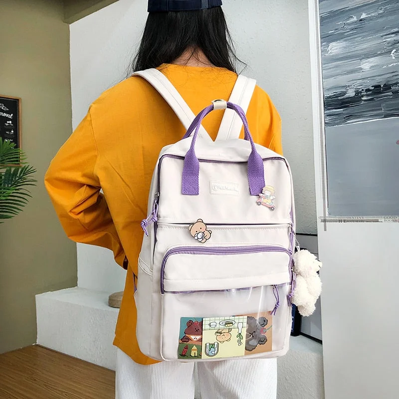 Japanese Backpack Women Large Capacity School Transparent Backpacks Waterproof ITA Rucksack for Girls Fashion Laptop Travel Bags