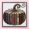 Books Pumpkin Full 18CT DIY Stamped Needlework Embroidery Kit 15.75x15.75inch Embroidery Needlepoint Starter Kits Cross Stitch Art and Crafts Kits for Beginners Adults Home Decor (18CTAFF-2098__C__40X