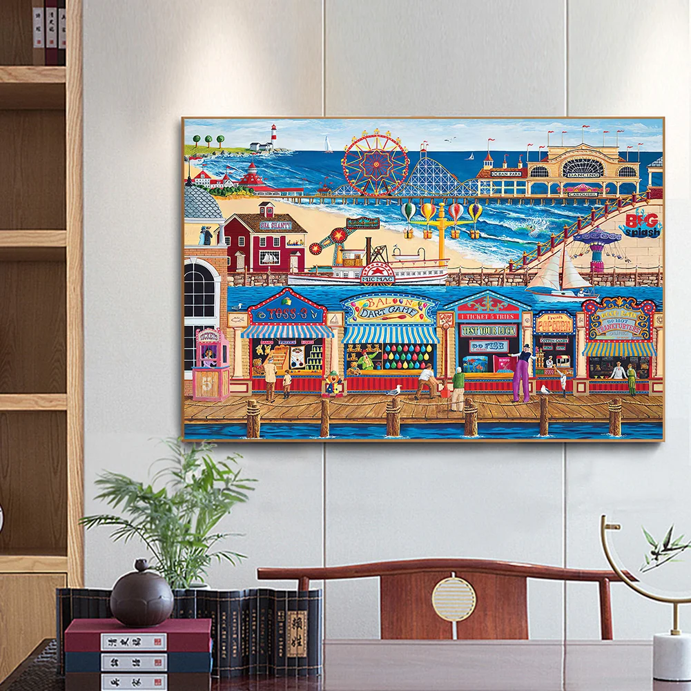 5D DIY Full Round Drill Diamond Painting Beach Paradise Rhinestone Artwork