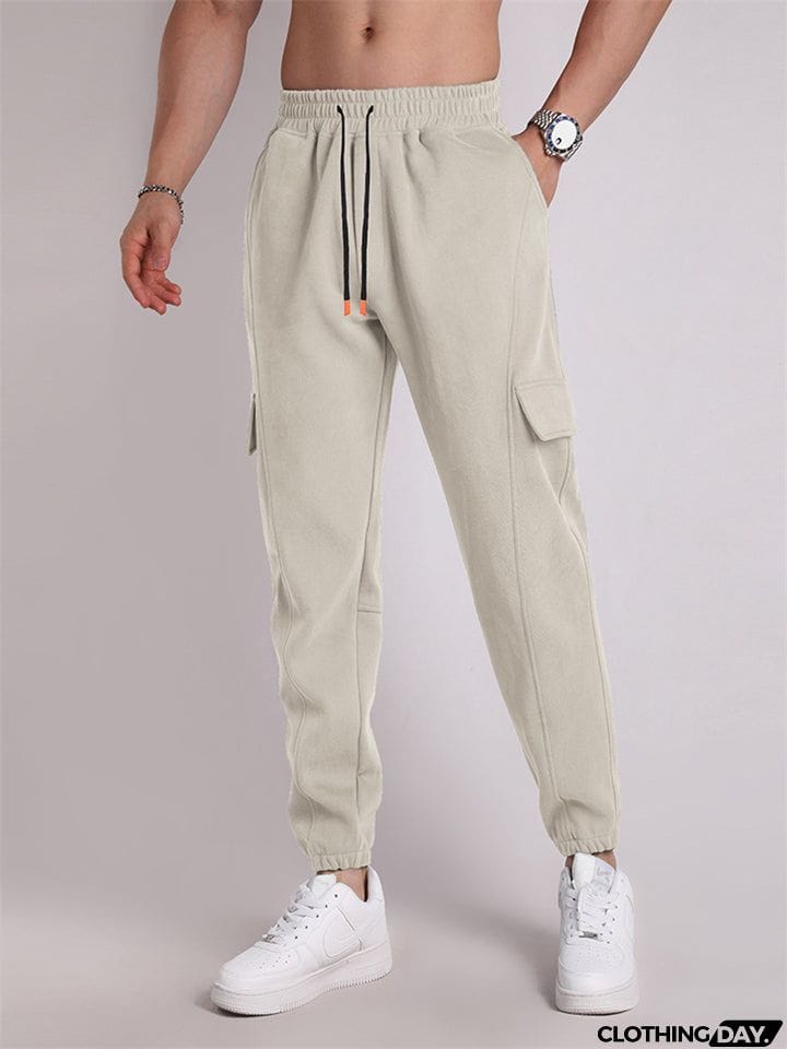 Trendy Extra Loose Multi-Pocket Drawstring Pants for Men