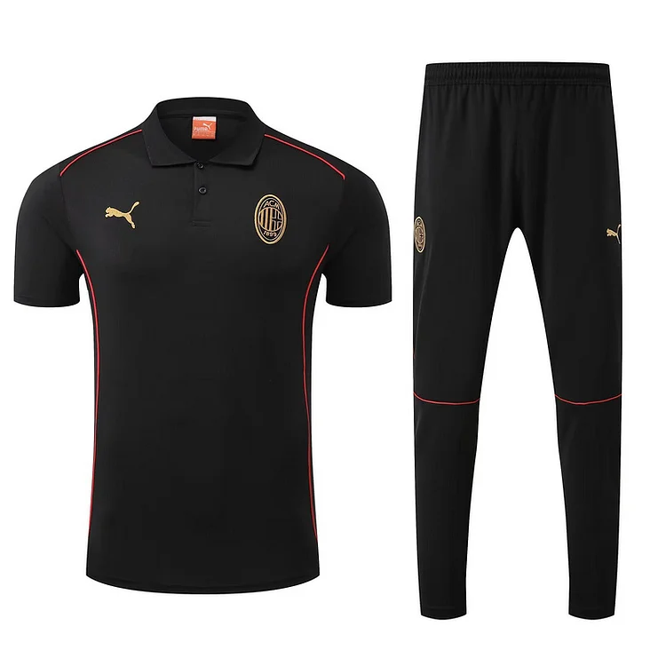 25/26 AC Milan black training suit (short sleeve + long pants)