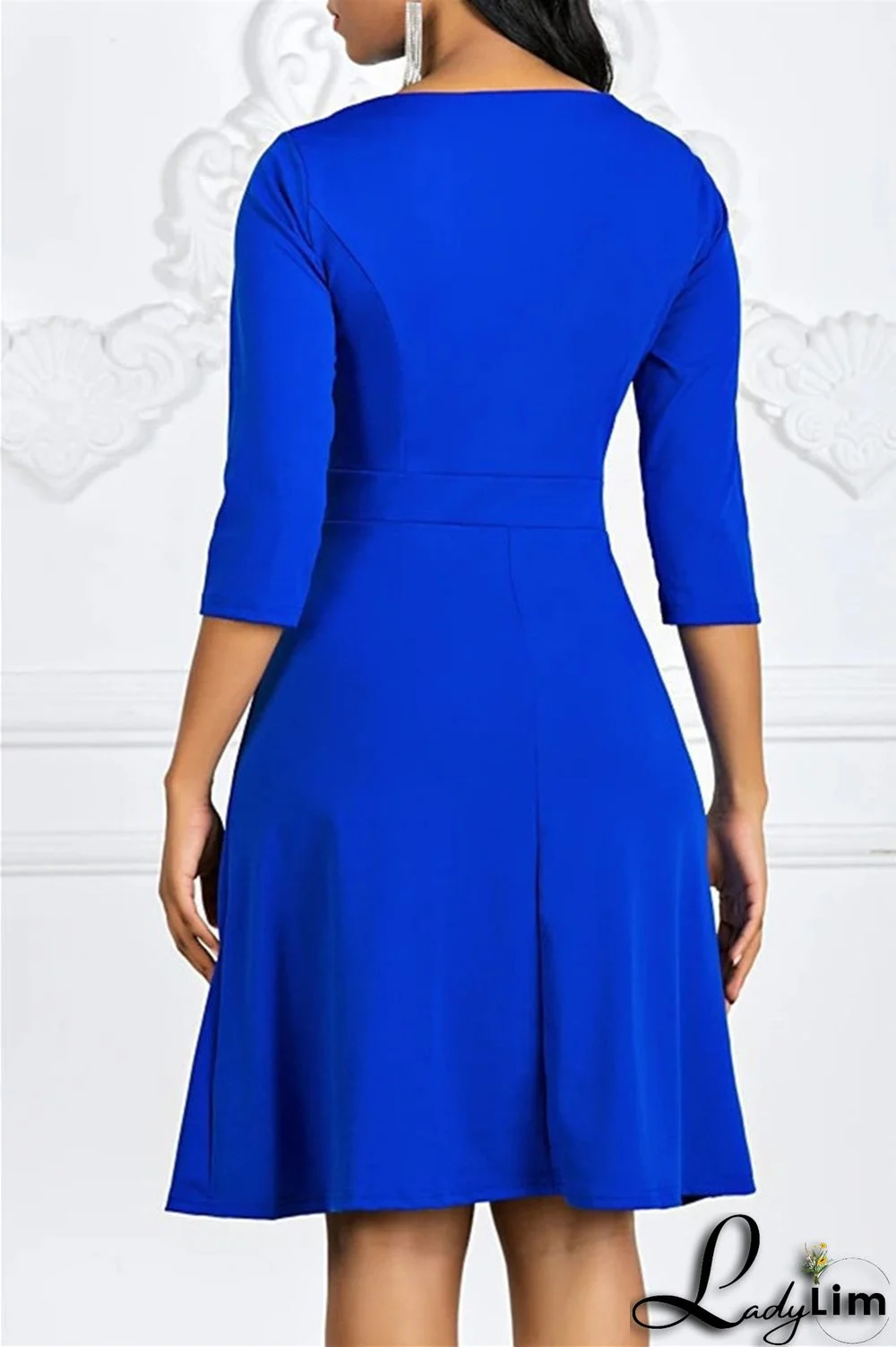 Purple Fashion Casual Solid Patchwork O Neck A Line Dresses