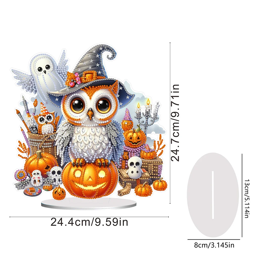 DIY Halloween Pumpkin Owl Acrylic Special Shaped Diamond Art Kits for Home Decor
