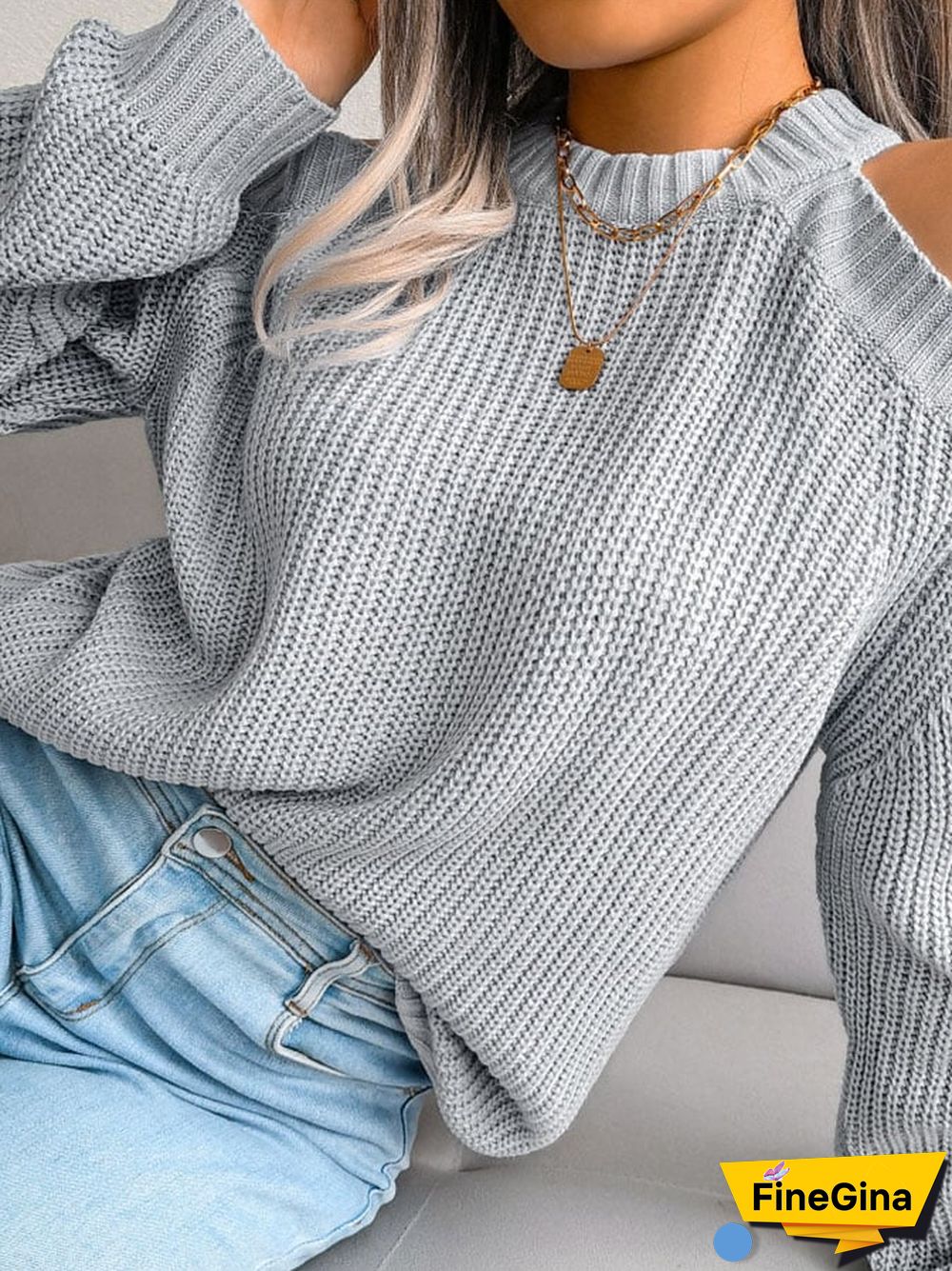 Casual Solid Color Long Sleeve Knit Sweater