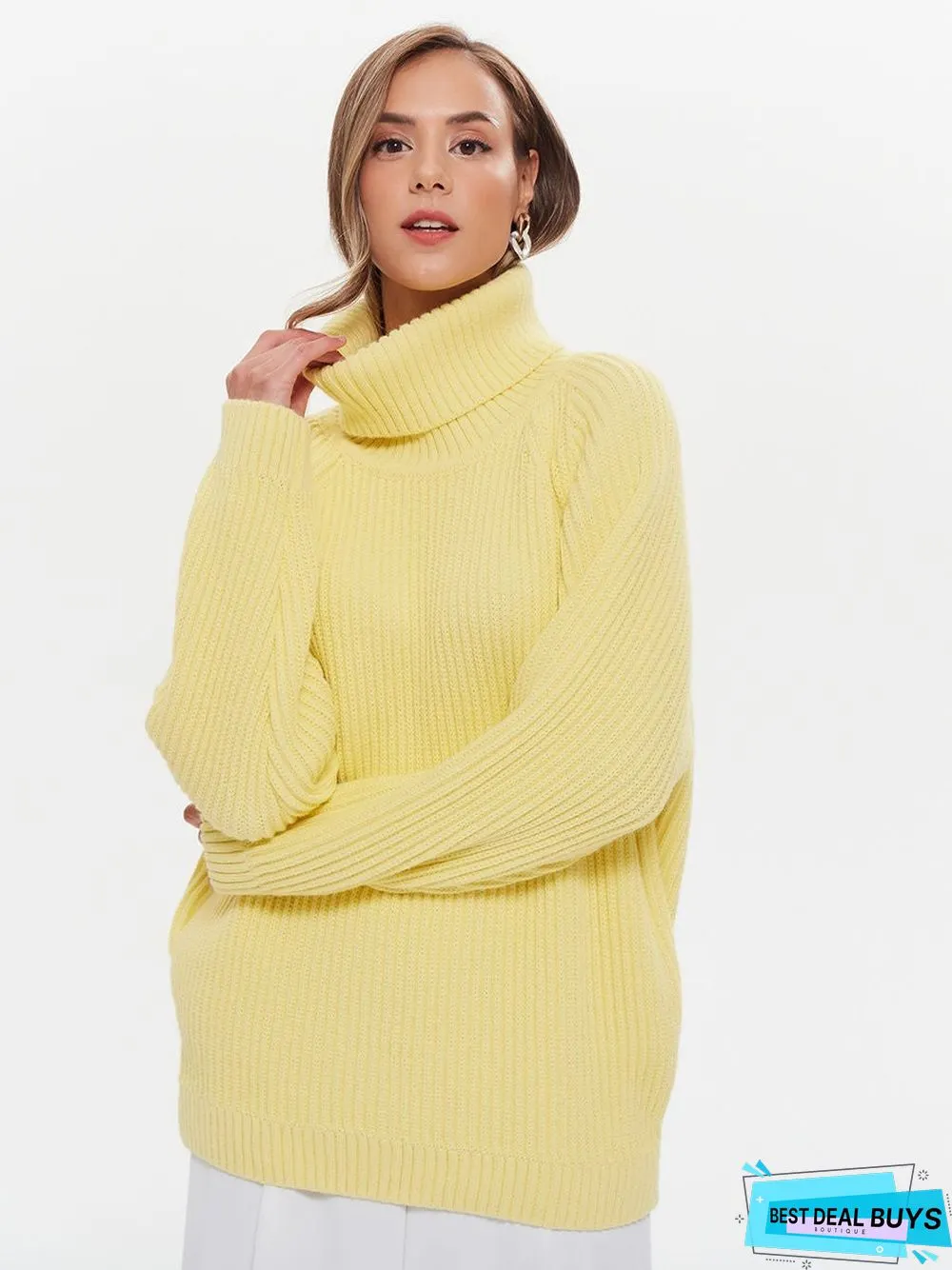 Turtleneck Ingot Needle Solid Color Loose Knit Sweater