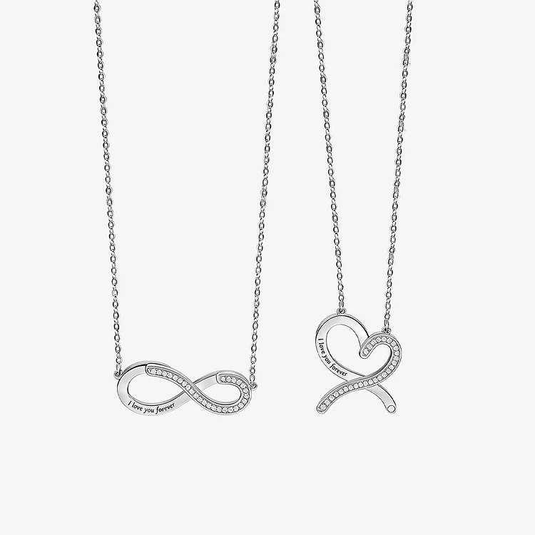 For Mom -  I Love You Forever & Always Infinity Heart Necklace
