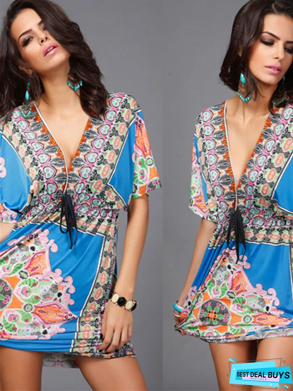 Spring and Summer V-Neck Milk Silk Large Beach Skirt