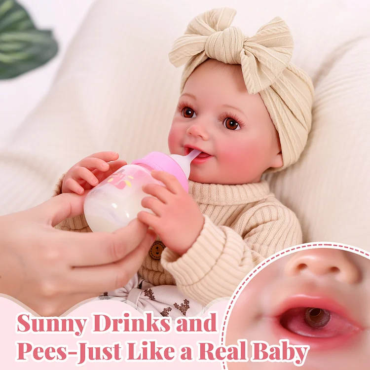 [Drink and Wet System]Babeside Smiling Sunny 17" Reborn Vinyl Baby Little Infant Girl Warm Partner