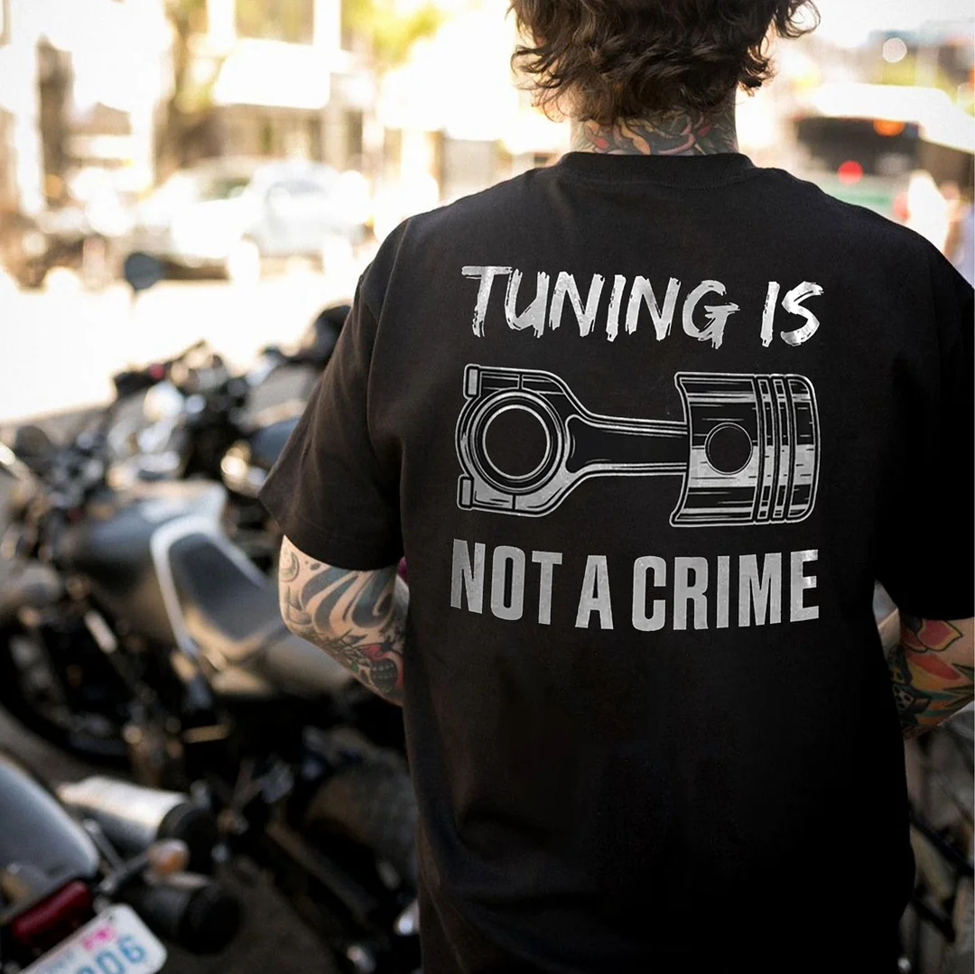 TURNING IS NOT A CRIME Black Print T-Shirt