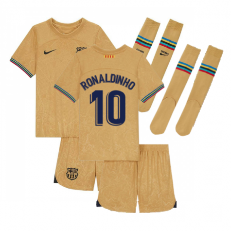 FC Barcelona Ronaldinho 10 Auswärtstrikot Kinder Mini Kit 2022-2023