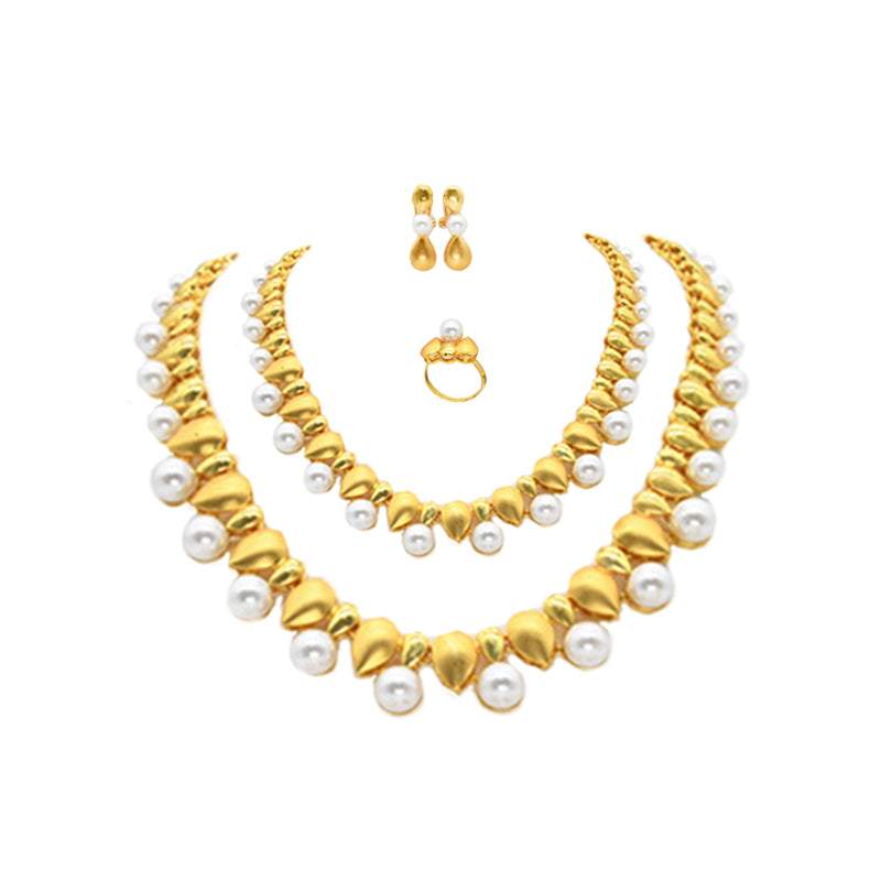 Faux Pearl Alloy Necklace Ring Earrings Bracelet Set of Four | Oxredo Shop Ramadan Sale