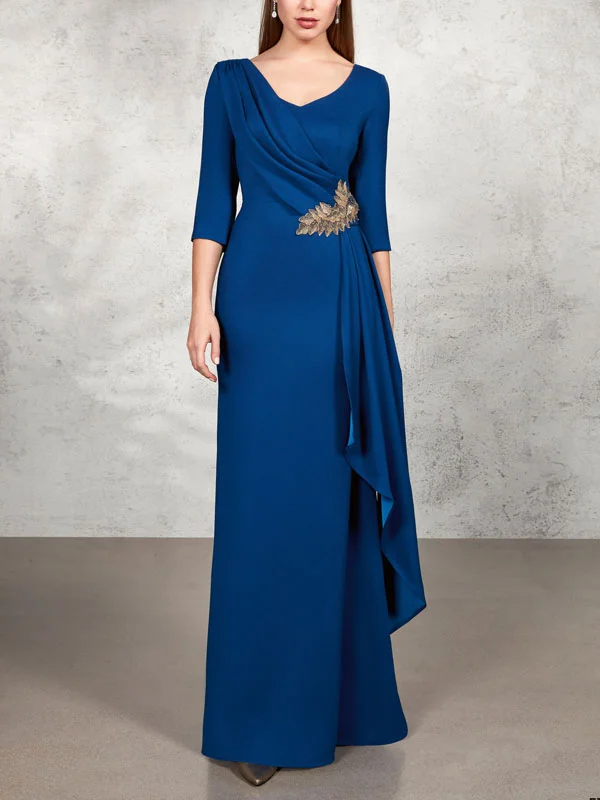 Crepe Satin V-neck Women's Dress