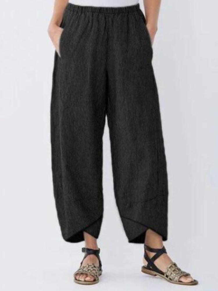 Solid Color Loose Women's Cotton And Linen Pants 