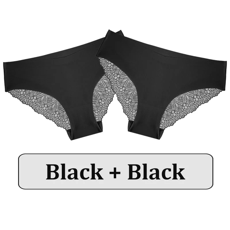 2PCS/Set Lace Panties Women Underwear Seamless Lingerie Sexy Panties Female Underpants Briefs Floral Lace Patchwork Woman Pantys