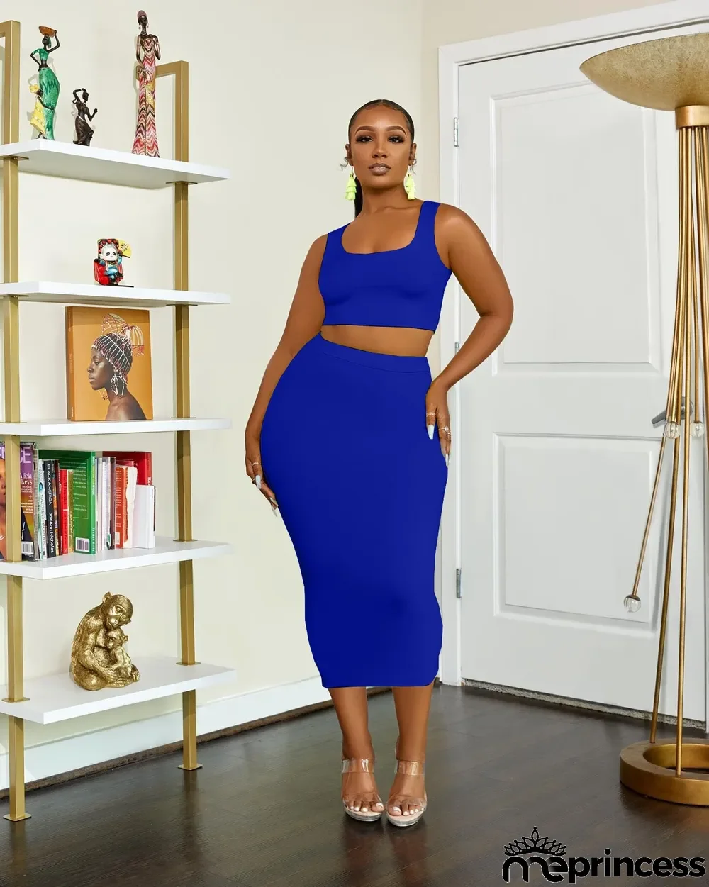 Solid Color Tand Tops And Skirt Two Piece Set