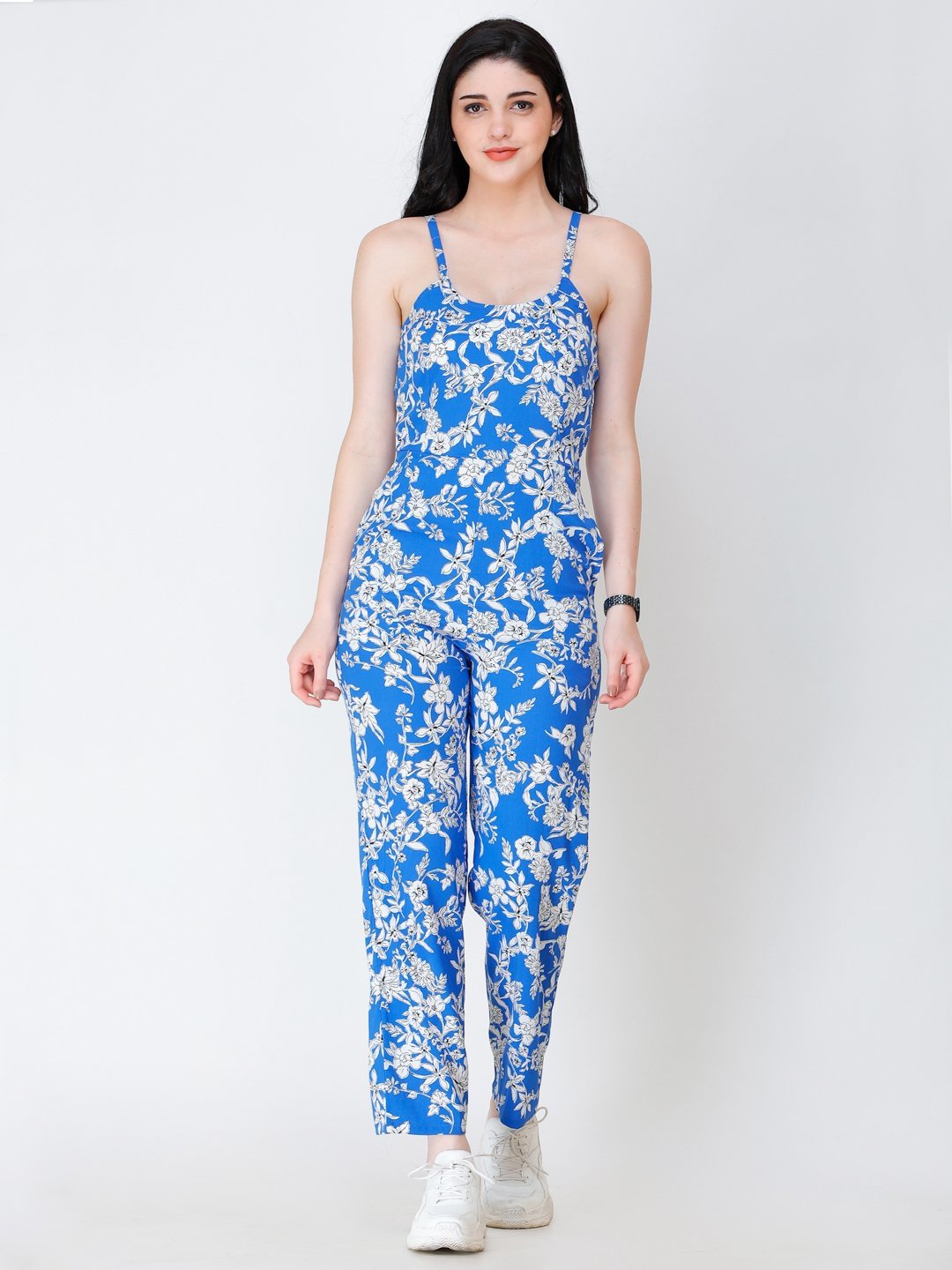 SCORPIUS BLUE AND WHITE PRINTED JUMPSUIT