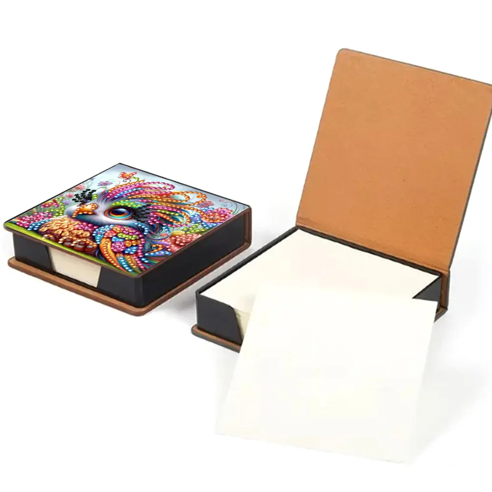 PU Bird Diamond Painting Notecard Box with Papers for DIY Art Craft