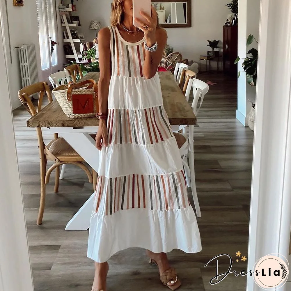 Full Of Personality Striped Maxi Dress-