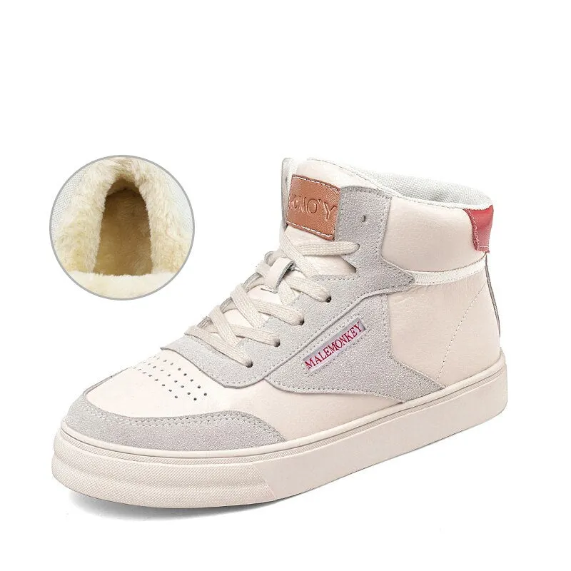 Winter Women High Top Sneakers Short Plush 2021 Autumn Lace Up Casual Platform Shoes Comfortable Soft Non Slip Female Shoes
