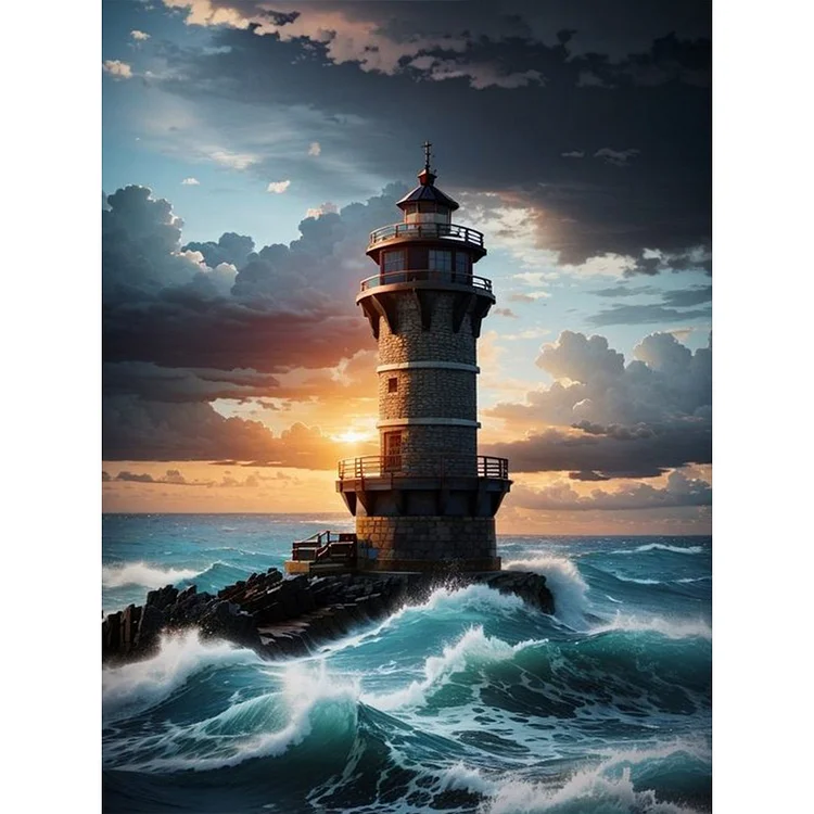 Sea Lighthouse 30*40CM (Canvas) Full Round Drill Diamond Painting gbfke