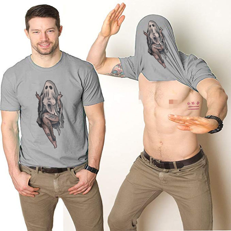 NAUGHTY SEXY NAKED LADY GHOST Double-Print Flip T-shirt