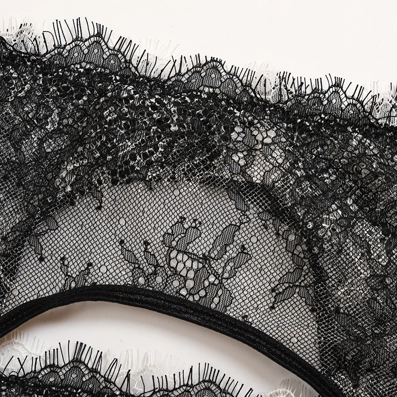 Billionm Women Lingerie Lace Bralette Set 3 Pieces Tassels Transparent Bra and Underwear Sets Sexy See Through Langerie Underwear for Sex