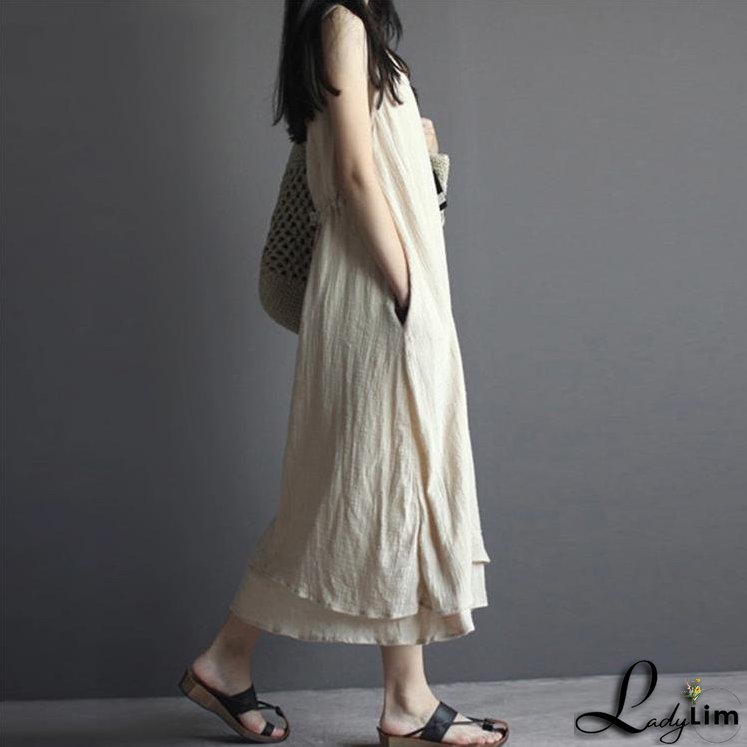 Black Linen Maxi Dress Sleeveless Summer Dresses