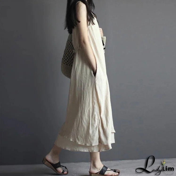 Black Linen Maxi Dress Sleeveless Summer Dresses