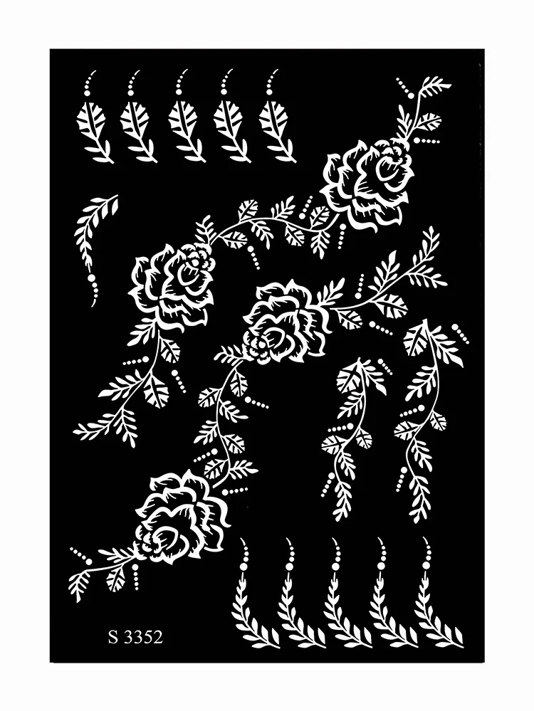 Sdrawing Drawing Henna Template for Hand Henna Tattoo Stencil Flower Tattoo Design for Women Wedding Festival Party Tatoo Tools