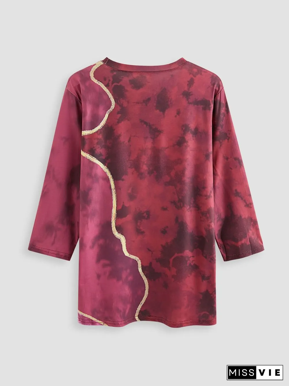 Printed Long Sleeve Crew Neck Casual T-shirt