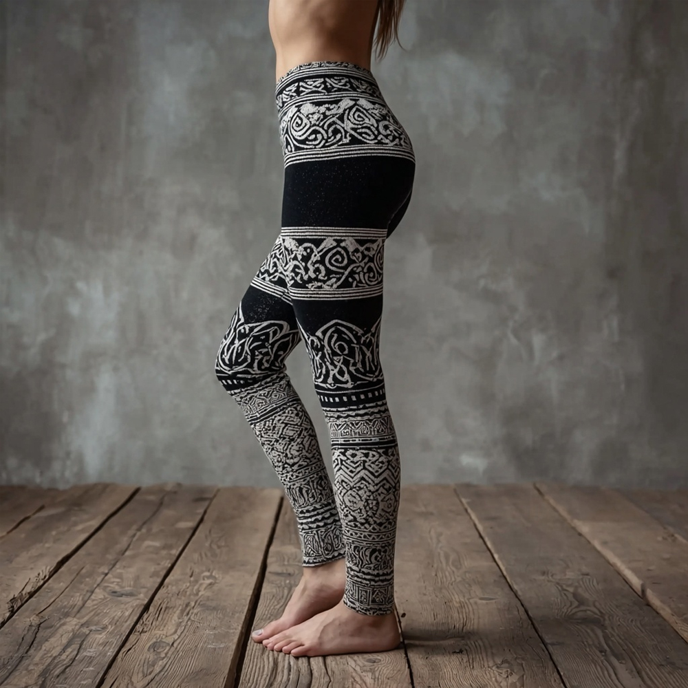 Vintage Viking Style Celtic Pattern Cozy Knit Leggings elevenforest