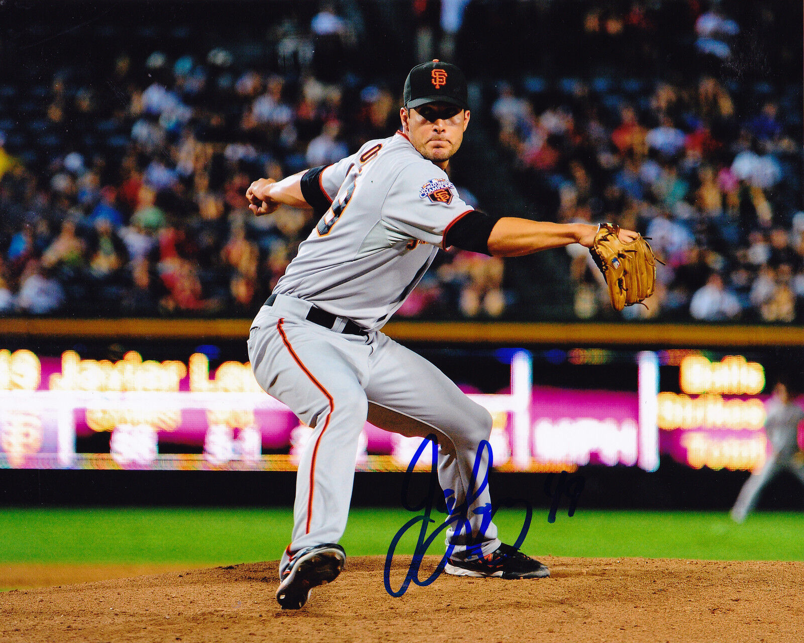 JAVIER LOPEZ SAN FRANCISCO GIANTS ACTION SIGNED 8x10