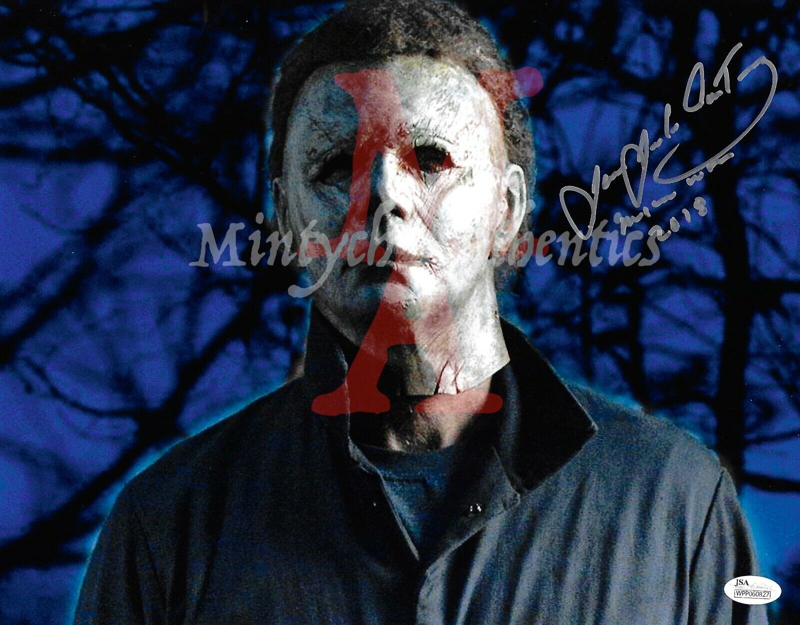 JAMES JUDE COURTNEY HALLOWEEN 2018 AUTO SIGNED 11x14 Photo Poster painting JSA COA MICHAEL MYERS