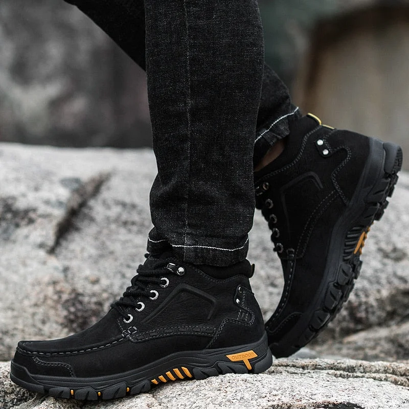 New Plush Super Warm Men's Winter Shoes Cow Leather Ankle Boots for Men Winter Snow Boots Male Casual Autumn Big Size 38-47