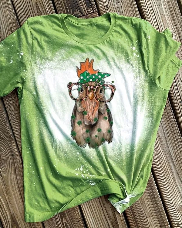St Patricks Day Chickens Bleached T-shirt