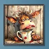 (US Local)Paint By Numbers Kit On Canvas DIY Oil Art Cow Picture Home Wall Decor 30x30cm