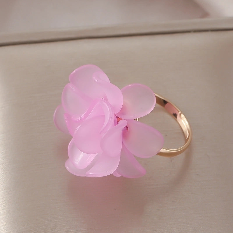 Cute Romantic Flower Alloy Gold Plated Unisex Rings
