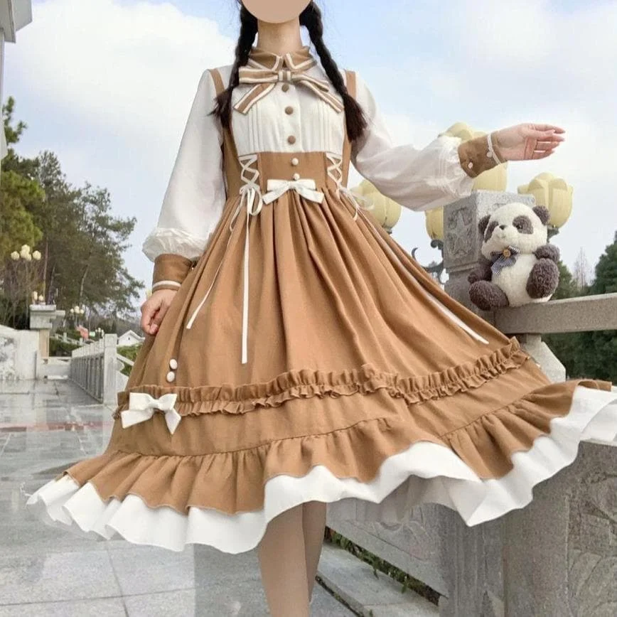 [Reservation] Cute Bowknot Wavy Edge Splice Lolita Dress SP15173